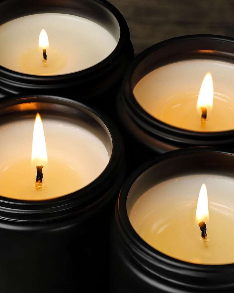 AOOVOO Scented Candles for Men - 4 Pack Candles for Home Scented, 36oz Soy Wax, 200 Hour Burn Time, Men Candle Set, Sandalwood Oud/Mahogany Teakwood/Smoke Vanilla/Jasmine Candle Set A - Image 2