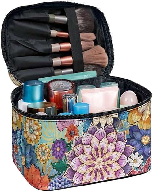 JoyLamoria Boho Floral Cosmetic Bag Toiletry Bag Desk Cosmetics Pouch Storage Home Decor - Image 4