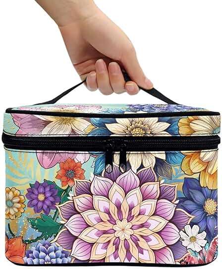 JoyLamoria Boho Floral Cosmetic Bag Toiletry Bag Desk Cosmetics Pouch Storage Home Decor - Image 5