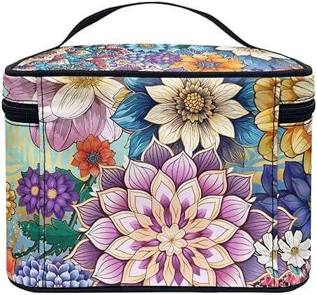 JoyLamoria Boho Floral Cosmetic Bag Toiletry Bag Desk Cosmetics Pouch Storage Home Decor - Image 6