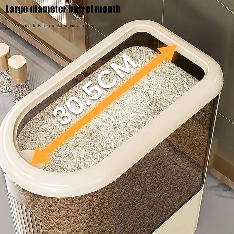 Peaoop 22LBS Rice Dispenser, Large Grain Container Storage with Lid Measuring Cylinder Household Cereal Dispenser Bucket for Kitchen Soybean Corn (22lb) - Image 5