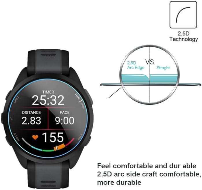 MIHENCE Screen Protector Compatible for Garmin Forerunner 165 Smartwatch,9H Tempered Glass Protective Film Compatible for Forerunner 165 Smartwatch (3PCS), transparent - Image 4
