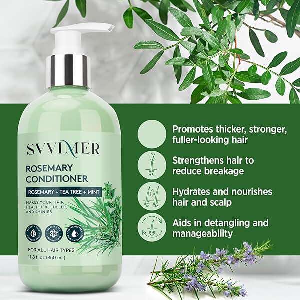 Svvimer Rosemary Hair Thickening Conditioner: Thickening Moisturizing Product with Biotin for Women Men - for Damaged Dry Thinning Hair 11.8 fl.oz - Image 3