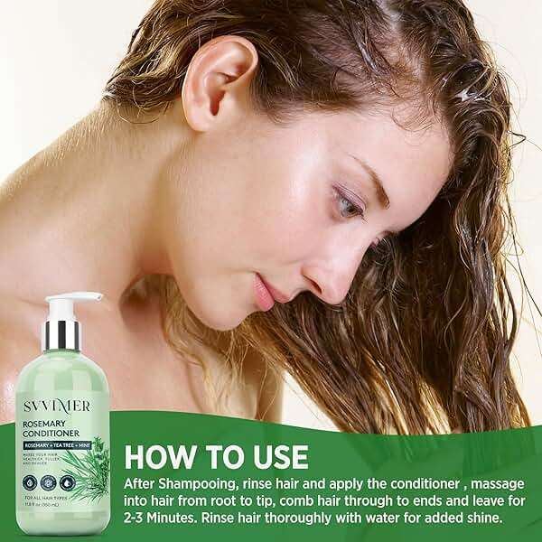 Svvimer Rosemary Hair Thickening Conditioner: Thickening Moisturizing Product with Biotin for Women Men - for Damaged Dry Thinning Hair 11.8 fl.oz - Image 7