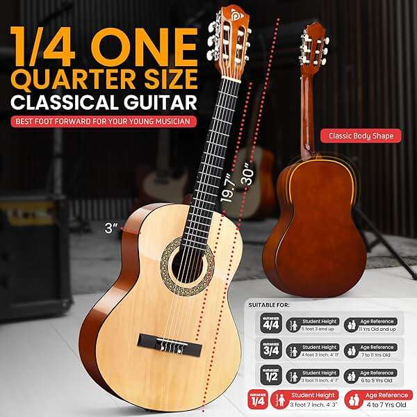 Pyle Beginner Acoustic Guitar Kit, 1/4 Junior Size All Wood Instrument for Kids, Adults, 30" Natural Ash - Image 3