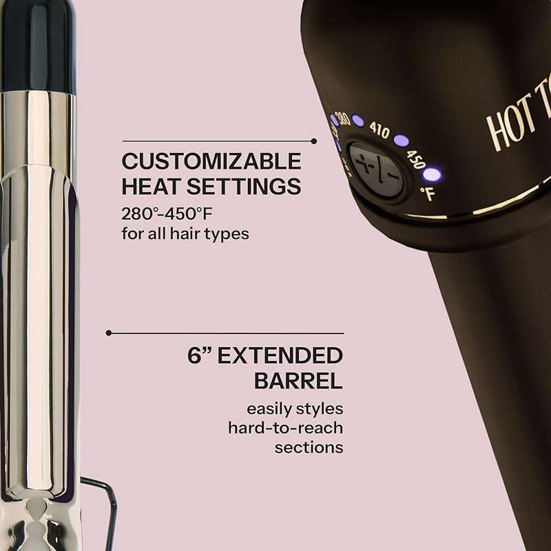 HOT Tools 24K Gold Professional 1" Extended Barrel Curling Iron with Clamp for Bouncy Curls, Faster Styling, Less Damage & Long-Lasting Results - Image 4