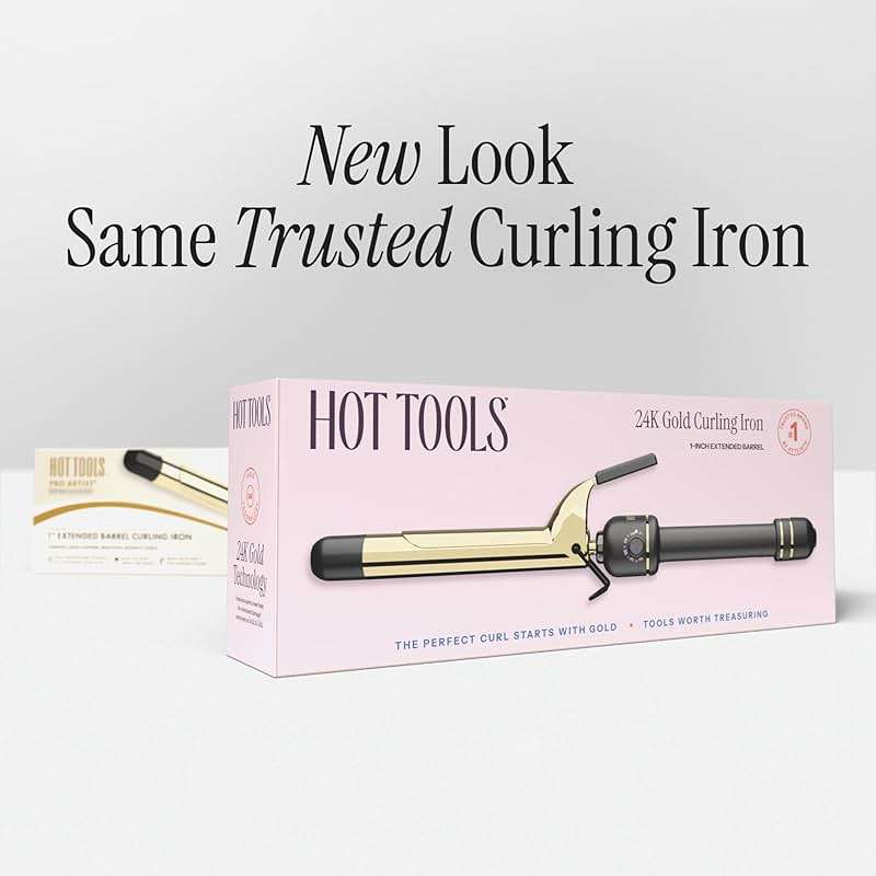 HOT Tools 24K Gold Professional 1" Extended Barrel Curling Iron with Clamp for Bouncy Curls, Faster Styling, Less Damage & Long-Lasting Results - Image 8