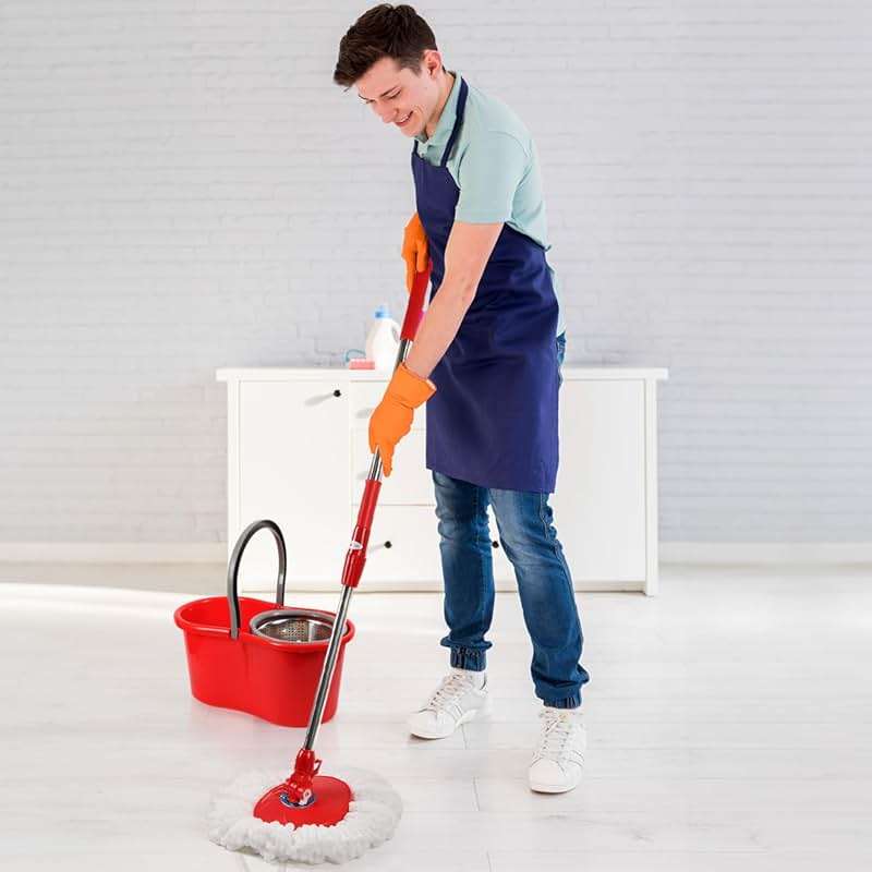 Spin Mop and Bucket with Wringer Set, 360° Spinning Mop and Bucket System with Double Cotton Tip Replacement Heads and Stainless Steel Adjustable Handle for Floor Cleaning (20QT) - Image 2