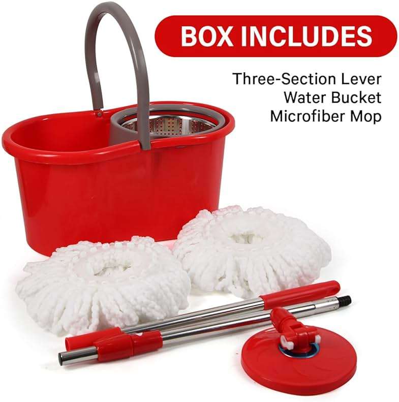 Spin Mop and Bucket with Wringer Set, 360° Spinning Mop and Bucket System with Double Cotton Tip Replacement Heads and Stainless Steel Adjustable Handle for Floor Cleaning (20QT) - Image 7