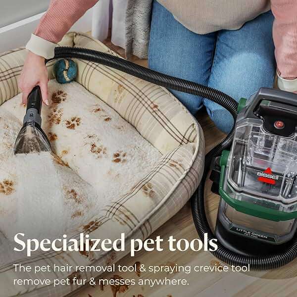 BISSELL Little Green Pet Pro Portable Carpet and Upholstery Deep Cleaner, Car/Auto Detailer with Self-Cleaning Tough Stain, Pet Hair Removal, Crevice Tool (3909) - Image 5
