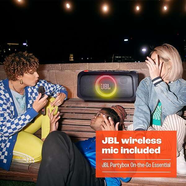 JBL PartyBox On-The-Go Essential - Portable Party Speaker with Built-in Lights and Wireless mic, Amazing JBL Pro Sound, IPX4 splashproof Protection, 6 Hours of Playtime, Convenient Shoulder Strap - Image 7