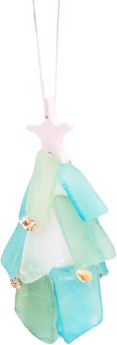 Sea Glass Christmas Tree Ornament, Holiday Decoration, Nautical Theme, 4.75 Inches - Image 4