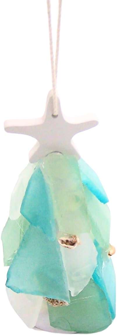 Sea Glass Christmas Tree Ornament, Holiday Decoration, Nautical Theme, 4.75 Inches - Image 5