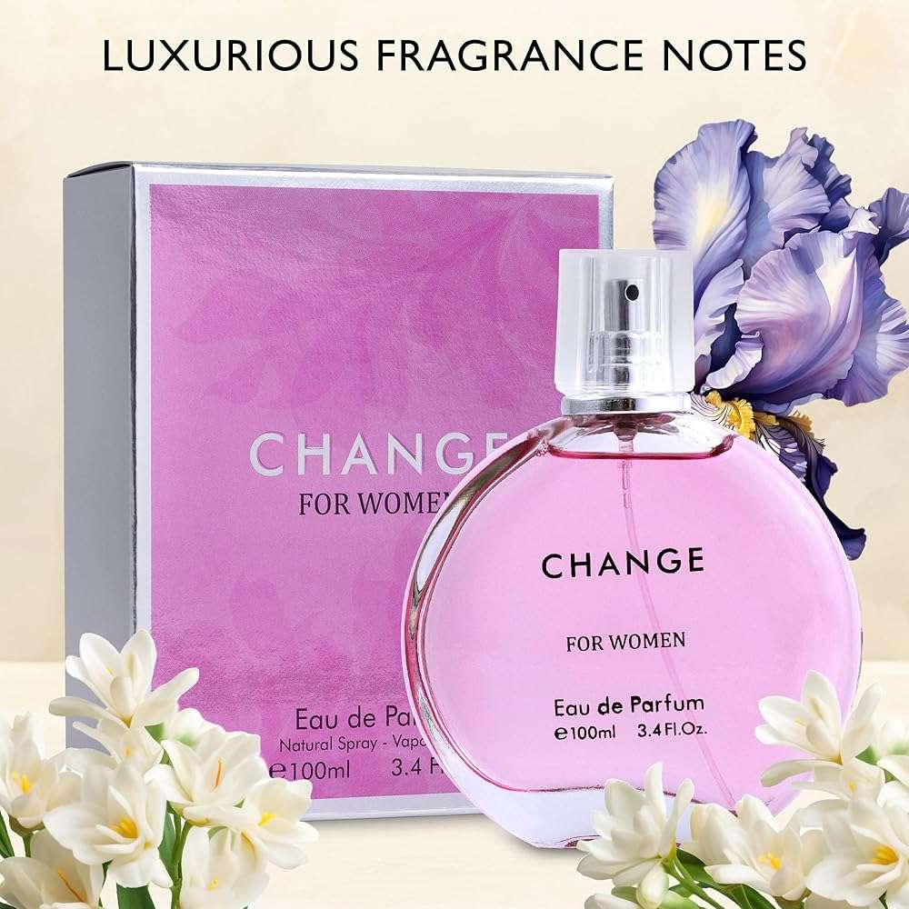 Change Eau De Parfum for Women - Spicy pink pepper on Top Pairing Floral Heart Notes of Jasmine & Iris - Suitable for Casual Wear - Mild & Paraben Free - Elegant 100ml Bottle Packaged in a Box - Image 4