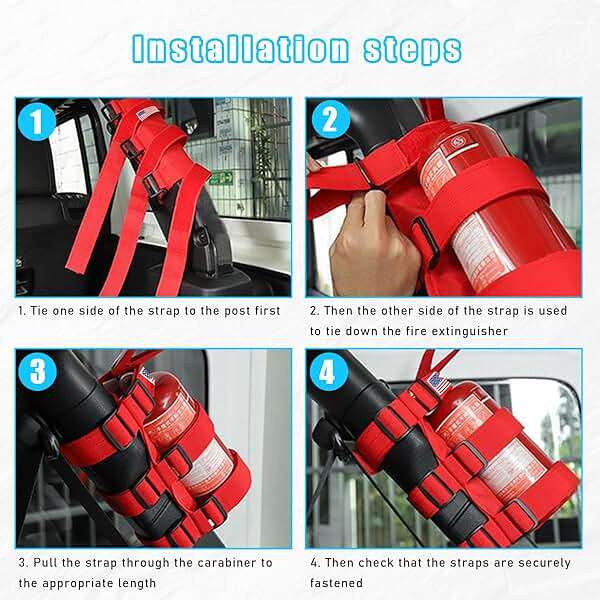 Ohleats Roll Bar Fire Extinguisher Holder, Adjustable Fire Extinguisher Mount Strap with American Flag Pattern, Car Accessories Fixed Belt for Wrangler JK JKU TJ CJ Gladiator (Black) - Image 6