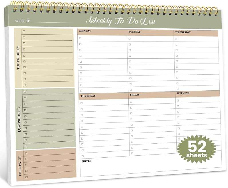 Weekly To Do List Notepad with 52 Undated Sheets（8.5"×11"）- Undated Weekly Planner Notepad for Office Desk Accessories and Supplies - Forest Shades - Image 1