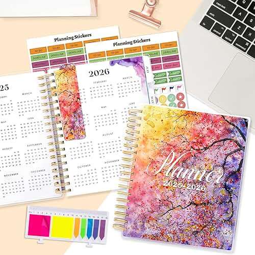 Planner 2026-2027, Large 18 Months Academic Daily Weekly Monthly Planner Yearly Agenda Jan. 2026–June. 2027, 7.9" x 9.8", Page Tabs, Separator Page, Pocket Folder, Bookmark, Stickers, Sticky Note Set - Image 2