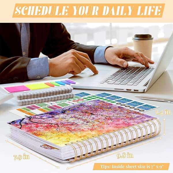 Planner 2026-2027, Large 18 Months Academic Daily Weekly Monthly Planner Yearly Agenda Jan. 2026–June. 2027, 7.9" x 9.8", Page Tabs, Separator Page, Pocket Folder, Bookmark, Stickers, Sticky Note Set - Image 3