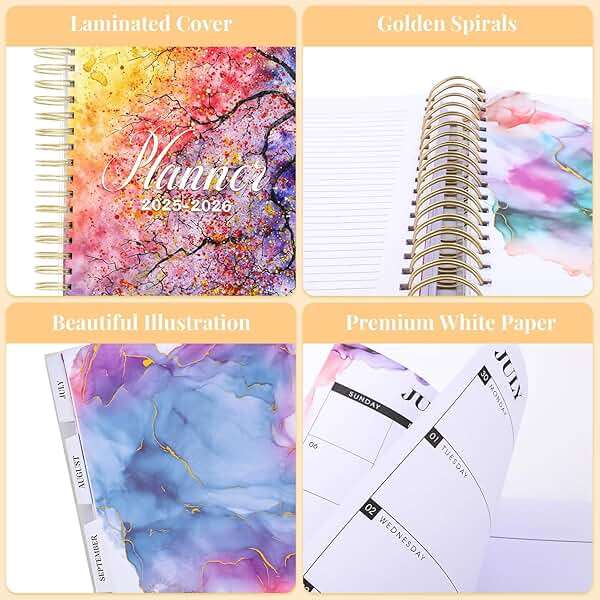 Planner 2026-2027, Large 18 Months Academic Daily Weekly Monthly Planner Yearly Agenda Jan. 2026–June. 2027, 7.9" x 9.8", Page Tabs, Separator Page, Pocket Folder, Bookmark, Stickers, Sticky Note Set - Image 8