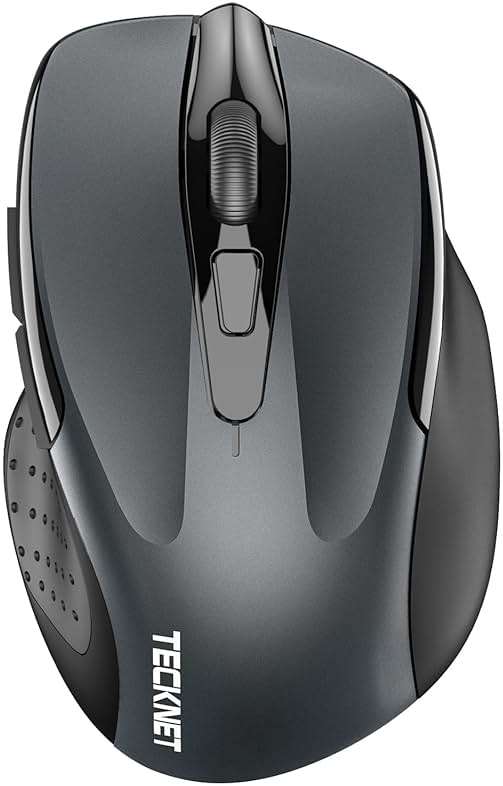 TECKNET Wireless Mouse (2.4G & BT5.0/3.0) Silent 4800 DPI Computer USB A & Bluetooth Mouse 6 Buttons, Wide Compatibility - Grey - Image 1