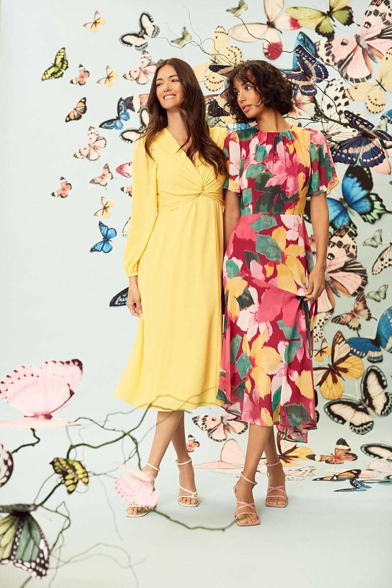 Maggy London Women's Maggy London Women's Dresses Short Flutter Sleeve Fit and Flare Dress with Asymmetric Hem Tier - Image 4
