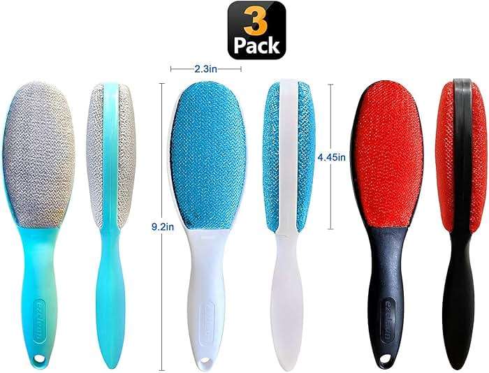 ezclean 3 Pack, 3 Colors, Lint Brush for Clothes, Furniture, Double Sided Pet Hair Remover Brush, Reusable Cleaner for Dog Cat Hair, Couch, Magic Velvet Lint Brush - Image 3