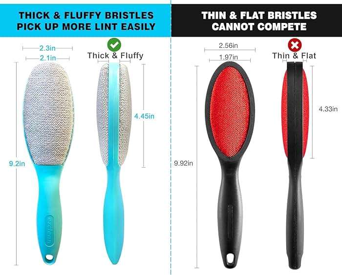 ezclean 3 Pack, 3 Colors, Lint Brush for Clothes, Furniture, Double Sided Pet Hair Remover Brush, Reusable Cleaner for Dog Cat Hair, Couch, Magic Velvet Lint Brush - Image 4