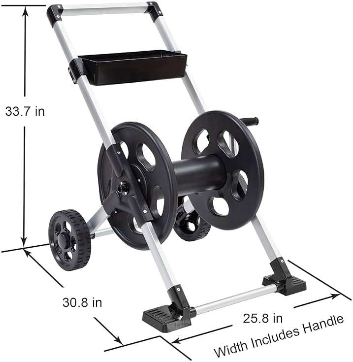 Liberty Garden 304 Explorer Two Wheel Hose Reel Cart, Aluminum, Holds 250-feet of 5/8" Hose, Silver/Black - Image 2