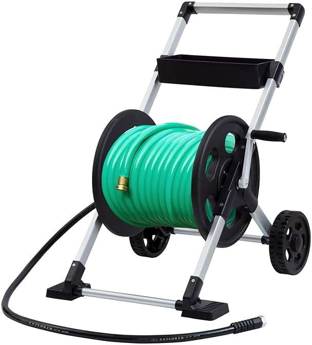 Liberty Garden 304 Explorer Two Wheel Hose Reel Cart, Aluminum, Holds 250-feet of 5/8" Hose, Silver/Black - Image 4