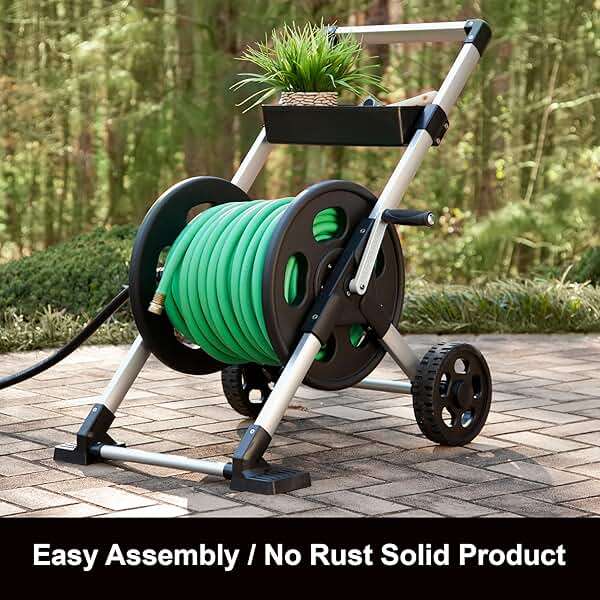 Liberty Garden 304 Explorer Two Wheel Hose Reel Cart, Aluminum, Holds 250-feet of 5/8" Hose, Silver/Black - Image 6