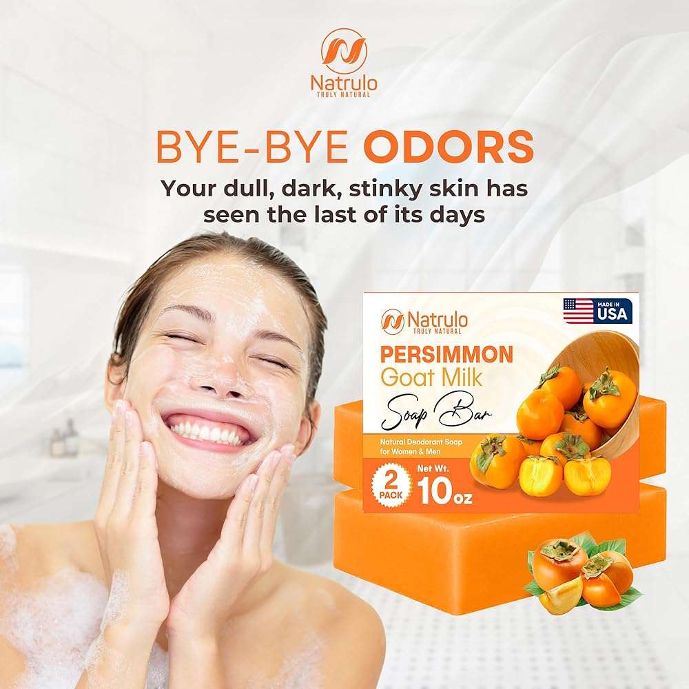 Persimmon Soap Bar for Body Odor Control – Purifying Deodorizing Body Wash with Goat Milk for Eliminating Body Odor – Great for Skin Brightening, Natural Deodorant Soap for Men & Women - Image 6