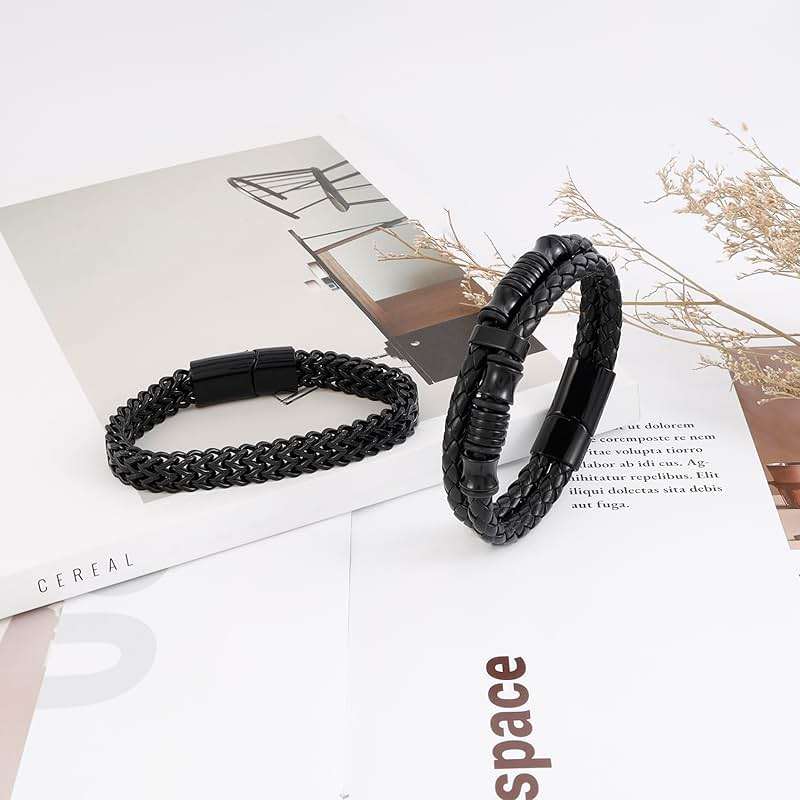 JAZTAKU Punk Gothic Leather Bracelet for Men Women Spike Cuff Bangle Cross Bracelet Adjustable Goth Jewelry - Image 5