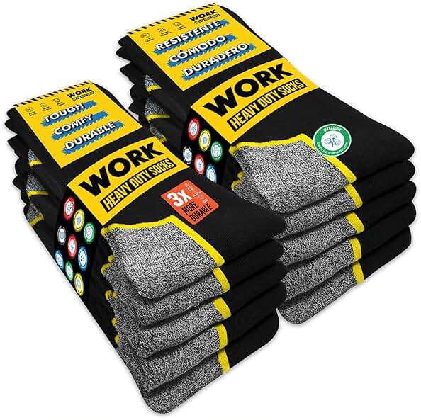 SOXCO WORK Socks for Men Crew Length Black Socks 6/10 Pairs - Image 1
