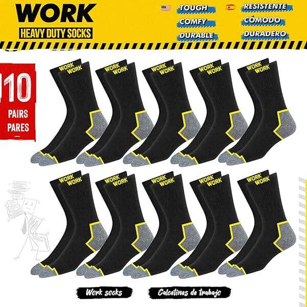 SOXCO WORK Socks for Men Crew Length Black Socks 6/10 Pairs - Image 2