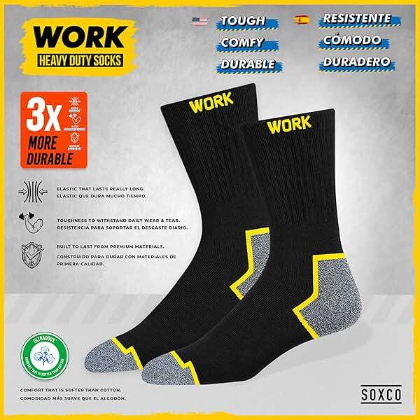 SOXCO WORK Socks for Men Crew Length Black Socks 6/10 Pairs - Image 4