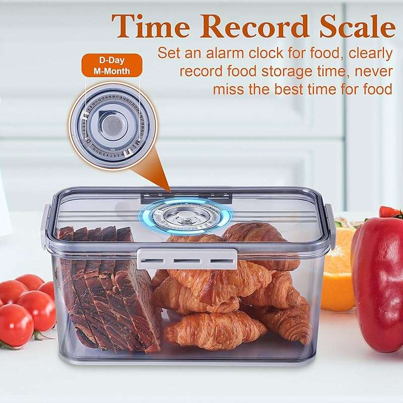 ANYPROLUS Bread Box for Homemade Bread Boxes for Kitchen Counter Airtight, Time Recording Bread Storage Container with Lid, Bread Containers Storage Airtight Loaf Bread Keeper, Grey - Image 4