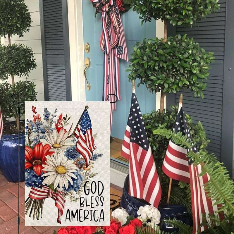 CROWNED BEAUTY 4th of July Garden Flag God Bless America 12x18 Inch Double Sided Independence Day Patriotic Yard Decorations for Outside - Image 4