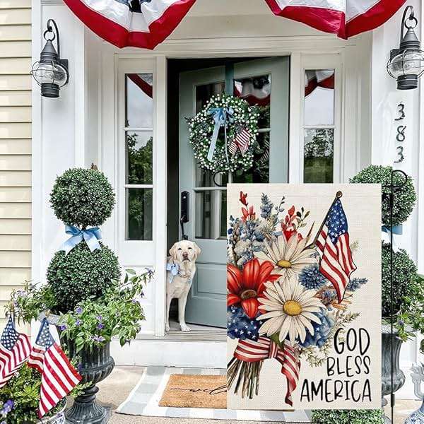 CROWNED BEAUTY 4th of July Garden Flag God Bless America 12x18 Inch Double Sided Independence Day Patriotic Yard Decorations for Outside - Image 5