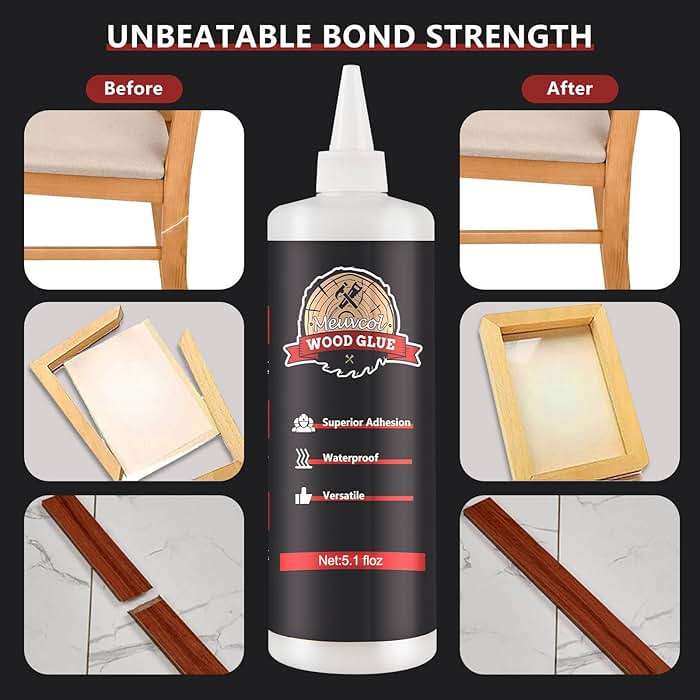 Wood Glue, Strongest Glue for Woodworking, Waterproof Clear Wood Glue for Furniture Heavy Duty, Interior & Exterior Furniture Glue for Crafts, Furniture, Baseboard, cabinets, Door (150g) - Image 2