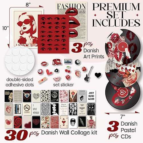 97 Decor Downtown Girl Room Decor Y2k Posters - Dark Red Downtown Girl Aesthetic Wall Decor, Y2k Room Decor 2000s Collage Kit, Trendy Wall Art Prints Dorm Decorations For Teen Girls Bedroom (Unframed) - Image 2