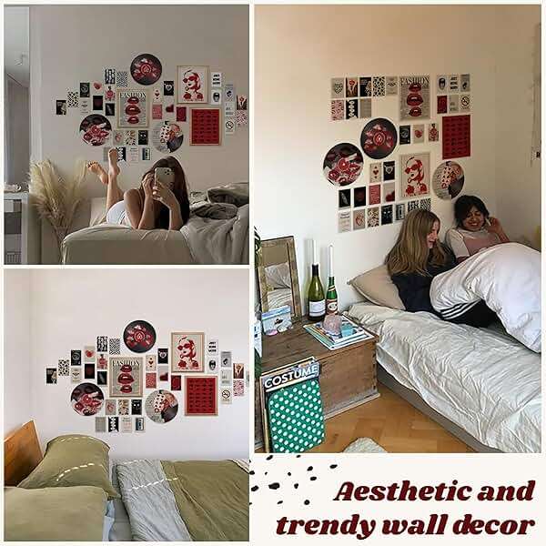 97 Decor Downtown Girl Room Decor Y2k Posters - Dark Red Downtown Girl Aesthetic Wall Decor, Y2k Room Decor 2000s Collage Kit, Trendy Wall Art Prints Dorm Decorations For Teen Girls Bedroom (Unframed) - Image 3