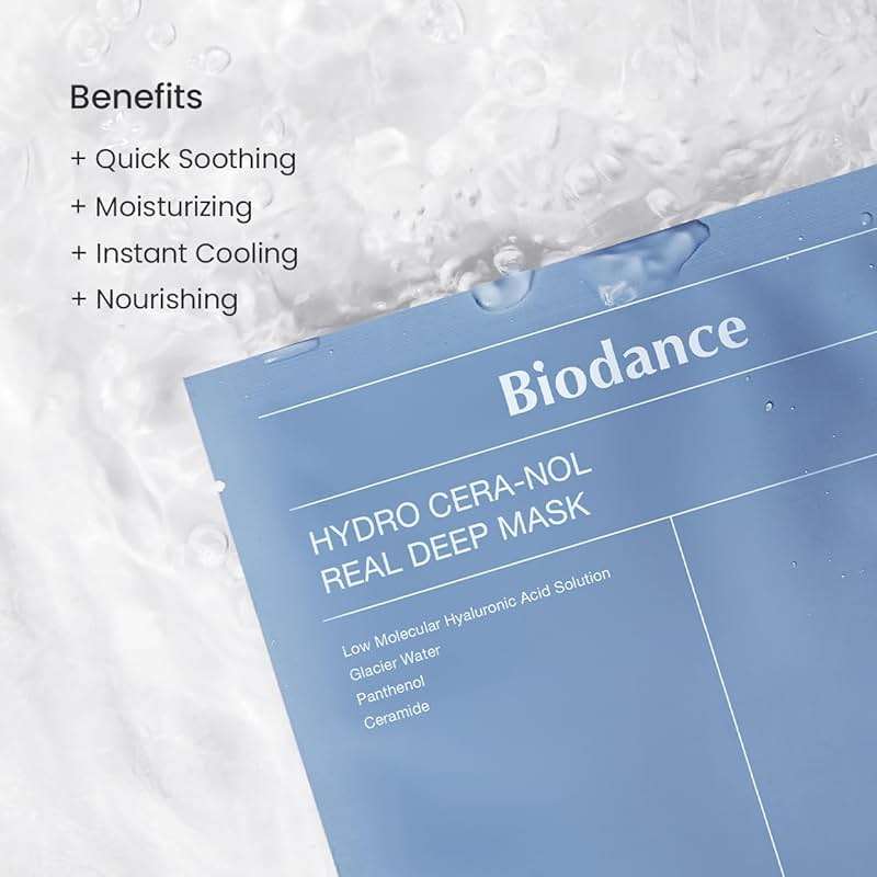 BIODANCE Hydro Cera-nol Real Deep Mask, Hydrating Overnight Hydrogel Face Mask, Moisturizing, Redness Reducing, Quick Soothing, After Sun Care, Sunburn Relief, Korean Skin Care |1.19oz(34g) x4ea - Image 4