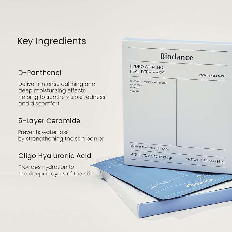 BIODANCE Hydro Cera-nol Real Deep Mask, Hydrating Overnight Hydrogel Face Mask, Moisturizing, Redness Reducing, Quick Soothing, After Sun Care, Sunburn Relief, Korean Skin Care |1.19oz(34g) x4ea - Image 7