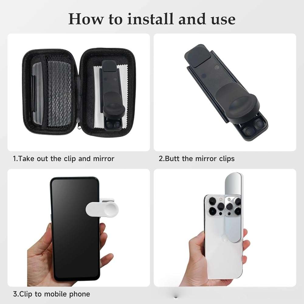 High Definition Phone Camera Reflection Shooting Mirror with Clip for Smartphone Photography, Flip Mirror for Landscape and Portrait Shots, Compact Glass Lens for Clear Reflections - Image 5