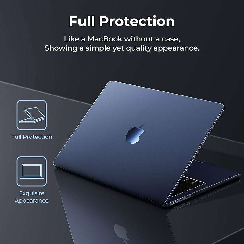 EooCoo for MacBook Air 15 inch Case M5 M4 M3 M2 2026-2023 A3448 A3241 A3114 A2941, 100% Match Official Color, Dent, Scratch & Fingerprint Resistant Protective Hard Shell for Mac Air 15.3, Midnight - Image 2