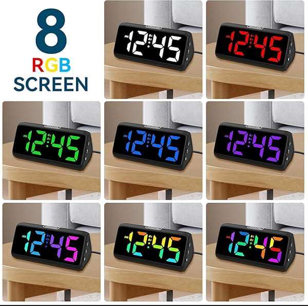 Netzu Loud Alarm Clock for Heavy Sleepers, RGB Alarm Clocks for Bedrooms Seniors Kids, Plug in Digital Clock with 5 Dimmers, 2 Alarms, 4 Volumes and Snooze - Image 2