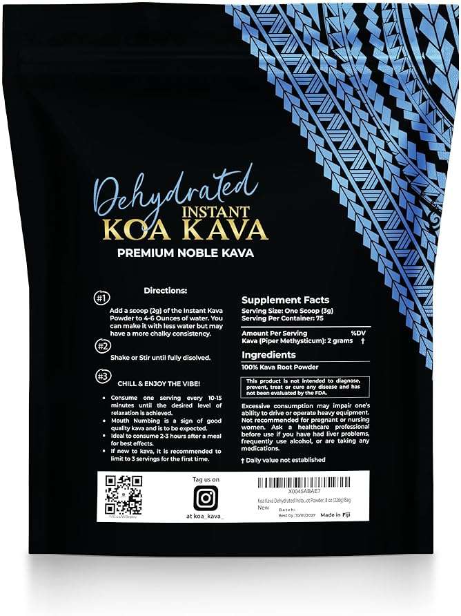 Koa Kava Dehydrated Instant Kava - 100% Dehydrated Instant Green Fijian Kava Root Powder, 8 oz (226g) Bag - Image 7