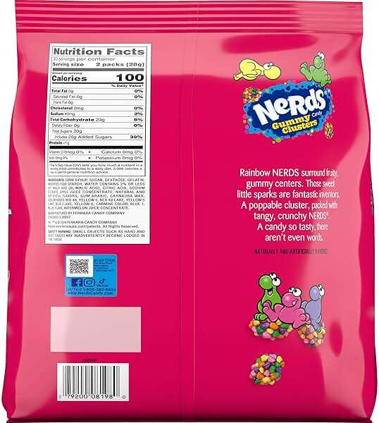 NERDS Gummy Clusters, Candy Treat Packs, Rainbow, Crunchy and Gummy, 30 oz (60 ct) - Image 9