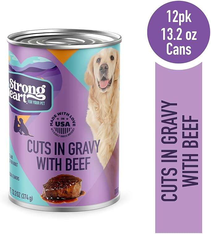 A Strong Heart Wet Dog Food, Cuts in Gravy with Beef — 13.2 oz Cans (Pack of 12), Complete & Balanced, All Life Stages, Made in USA - Image 2