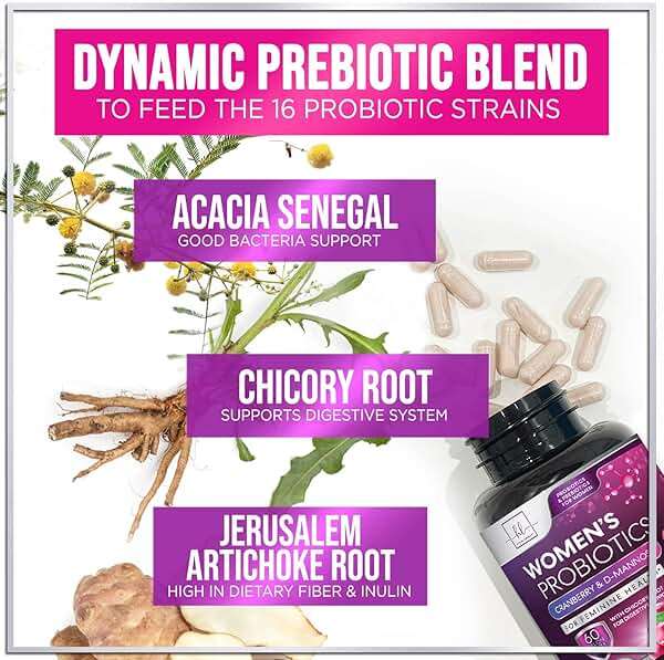 Probiotics for Women - Prebiotic and Probiotic Blend 60 Billion CFU Per Serving - 16 Strain Women's Probiotic for pH Balance & Vaginal Support - Digestive & Immune Support, Bottled USA - 60 Capsules - Image 5